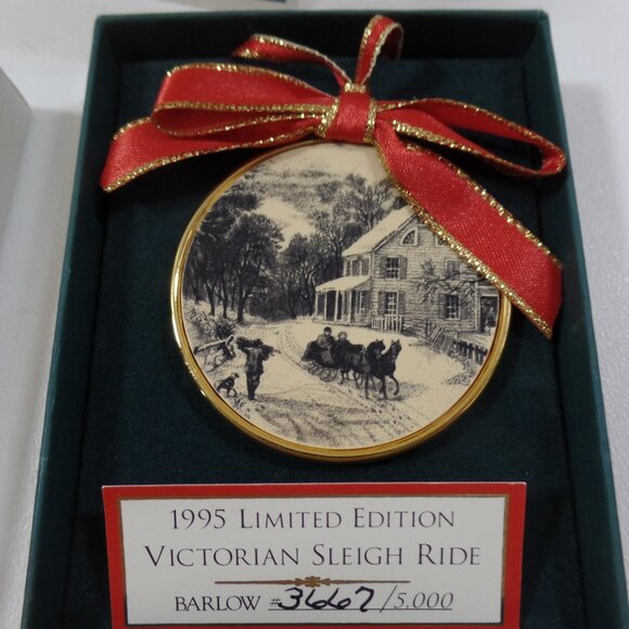 Vintage 1995 Barlow Ornament Victorian Sleighride Mint In Box - Picture 2 of 3